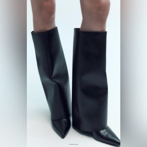 Zara Heeled Gaiter Boots Black 7.5